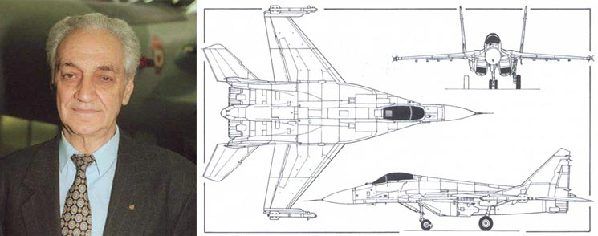 资料图:左图:伊万·米高扬(ivan mikoyan)右图:米格-29战斗机三视图.